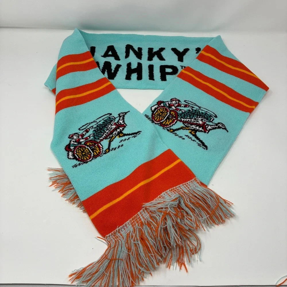 Shanky's Whip Irish Whiskey Knit‎ Scarf Aqua Blue Orange Ostrich Logo Promo